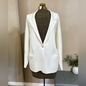Anthropologie Ivory Moth Knit Blazer Cardigan Sweater Jacket Minimalist Workwear